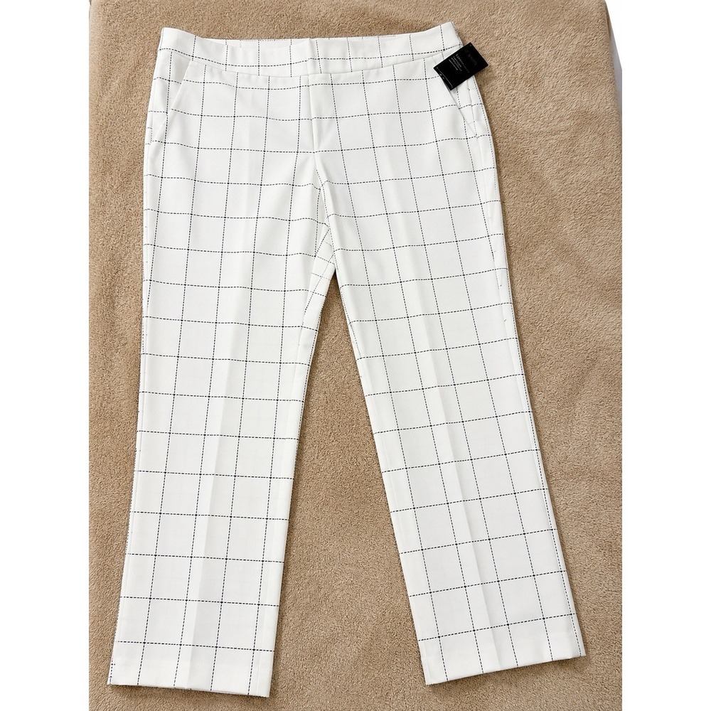 Liz Claiborne Emma Classic Ankle Pants Women's 12 White Black Windowpane NWT